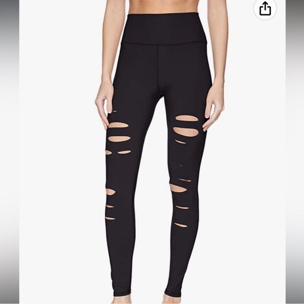 ALO Yoga High Waist Ripped Warrior Leggings in Black Sz M